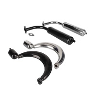 For 49cc 50cc 60cc 80cc 100cc 2-Stroke Engine Motorized Bicycle Bike Silencer Exhaust Pipe Black/Sil