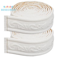 BENECREAT 1set 2pcs PVC Foam 3D Self-Adhesive Waterproof Wallpaper Border Lines Skirting Stickers Wa