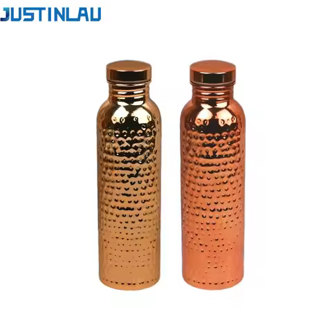 JUSTINLAU 27oz Water Bottle Electroplated Copper/gold​ ​​304 Stainless Steel ​Hammer Pattern Cup​ wi
