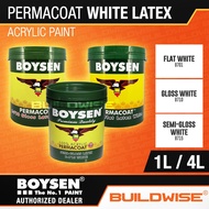 ◙♧Boysen Permacoat White Latex Arcylic Paint - Flat B701 / Semi-gloss B715 / Gloss B710 - 1L / 4L