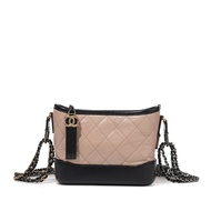 Chanel Beige and Black Quilted Calfskin Small Gabrielle Hobo Gold and Ruthenium Hardware, 2019