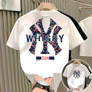 MLB NY Yankees Floral Pattern Whisky Graphic Print T-Shirt | 100% Cotton Unisex S-5XL | Trendy