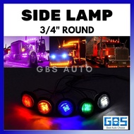 GBS CAR LED 3LED 3/4" Round Auto Side Marker Light 12V 24V Lampu Marker Clearance Lights Aksesori Lo