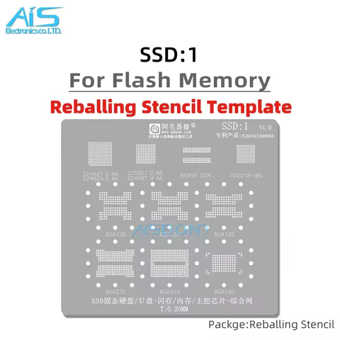 Amaoe SSD1 BGA Reballing Stencil Template For SSD NAND DDR Memory IC BGA96 BGA136 BGA152 BGA132 BGA2