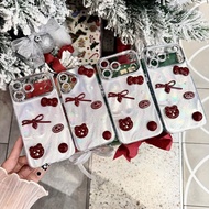 Silver feather pattern case with orange glass, ROUND BOW WITH JEWELS, square edge for 7 to 17promax