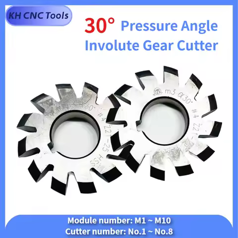 KH CNC 30° HSS Involute Gear Cutter HSS Spline Milling Cutter Pressure Angle 30 Degree M1 M2 M3 M4 M