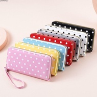 JUNMPER2R Polka Dot Wallet, Zip Around Closure Smooth Surface Coin Purse, Cute Multiple Card Slots P