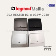 [SG Seller] Legrand Mallia 20A 45A DP Switch Heater White Light Silver Dark Silver Matt Black | Guan