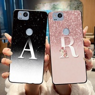 Black and Pink Shiny Starry Sky Letter Phone Case For Google Pixel 2 G011A Soft Silicone Black Case 