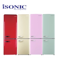 Isonic Double Door Vintage Refrigerator - Creamy WhiteLight GreenRedPink IDR-BCD261LH