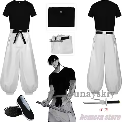 Anime Role Fushiguro Cosplay Toji Costume Adult Unisex Short Sleeve Top Pants Suit Halloween Uniform