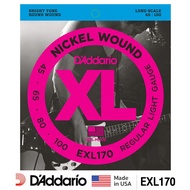 DAddario® EXL170 สายกีตาร์เบส 4 สาย แบบนิกเกิล ของแท้ 100% (Light 45-100) ** Made in USA **