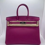 Hermes愛馬仕birkin 35海葵紫Togo皮銀扣，邊角輕微磨損，五金有划痕