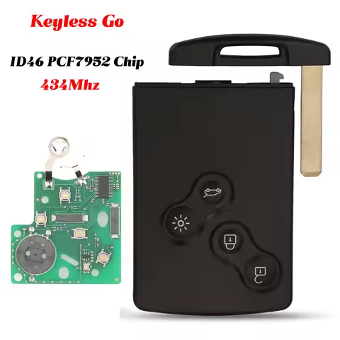 jingyuqin 4 Buttons Keyless Go 434MHz ID46 PCF7952 Chip For Renault Megane 3 Fluence Laguna Scenic R