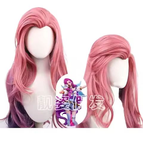 Game LoL KDA Seraphine Cosplay Cosplays Wig Curly Pink Purple Wigs Heat Resistant Synthetic Hair