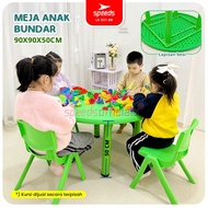 SPEEDS Meja Belajar Anak Bundar HDPE Kids Table Meja Lingkaran TK Paud Colorful Kids Table Warna War