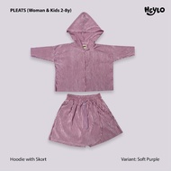 Heylo - PLEATS SKORT HOODIE Short Pants Skort Pants Pleated Jacket for Women and Children Soft Purpl