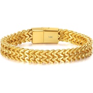 18K gold men's hip-hop Cuban chain solid 14K gold mesh bracelet Father's Day, birthday, Christmas gi