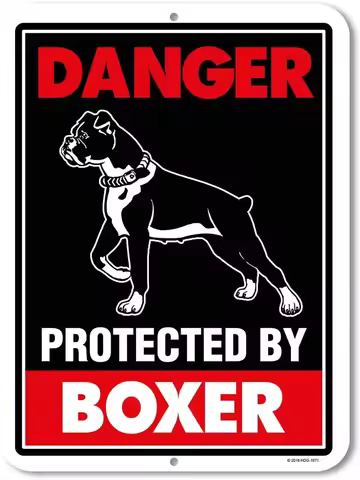 Honey Dew Gifts Beware of Dog Sign Danger Protected by Boxer Beware of Dog Warning Metal Aluminum Si