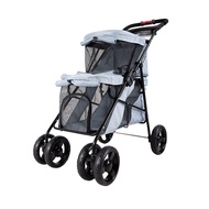 IBIYAYA Double Decker Pet Bus Stroller  |  Silver Gray | 2-Layer Pet Stroller for Dogs & Cats