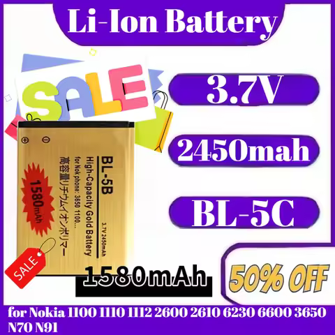 Battery 2450mah · Rechargeable Battery 3.7V for Nokia 1100 1110 1112 2600 2610 6230 6600 3650 N70 N9