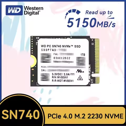WD SN740 M.2 2230 1TB 2TB PCIe 4.0 NVMe SSD for Steam Deck Microsoft Surface ProX & SN5000S 2230 512