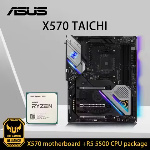 ASRock X570 Motherboard Set Kit with Ryzen 5 5500 CPU X570 TAICHI Motherboard 4xDDR4 M.2 NVME HDMI R