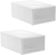YunBey Pack of 2 Plastic Stackable Drawer Unit Storage Box Desk Organiser with Drawers for Office Ba