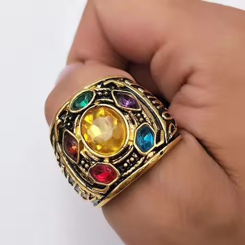 New Fashion Men's Power Ring Infinity Wars Thanos Cosplay Alloy Ring Jewelry