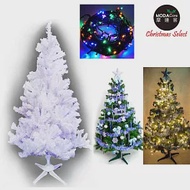 【摩達客】台灣製4呎/4尺(120cm)豪華版夢幻白色聖誕樹 (+飾品組+LED100燈一串)(可選色)四彩光飾品藍銀系