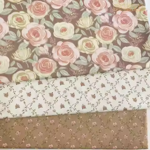 160cm*50cm cotton coffee rose cotton twill baby quilt cover DIY handmade clothing bed curtain curtai