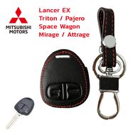ซองหนังหุ้มรีโมทรถยนต์ Mitsubishi LANCER EX / TRITON / PAJERO / SPACE WAGON / MIRAGE / ATTRAGE ซองหนัง เคสกุญแจ พวงกุญแจ