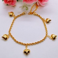 Rantai Gelang Tangan Kids/Dewasa Emas Pintal Love Gantung Gold Bracelets 916/22k