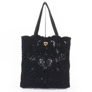 成色極佳的DOLCE & GABBANA Beatrice中型購物袋，黑色，飾有刺繡蕾絲，義大利製造，女士款，原價¥271,700