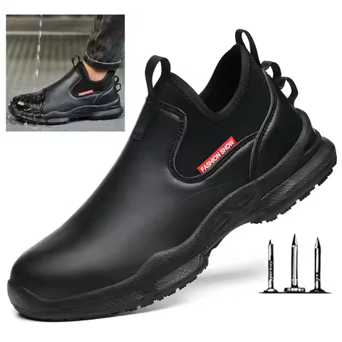 Waterproof Men's Chef Shoes Fashion Men's Loafers Kevlar Anti Puncture Kitchen Work Shoes Non-slip M