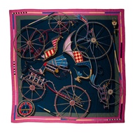 Hermès 愛馬仕 Voitures en Equilibre 喀什米爾 真絲混紡 絲巾 140cm