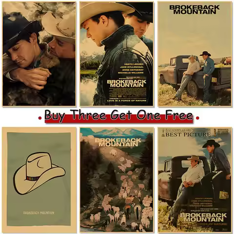 Classic Romantic Movie Brokeback Mountain Poster Kraft Club Paper Vintage Poster Wall Art Painting B