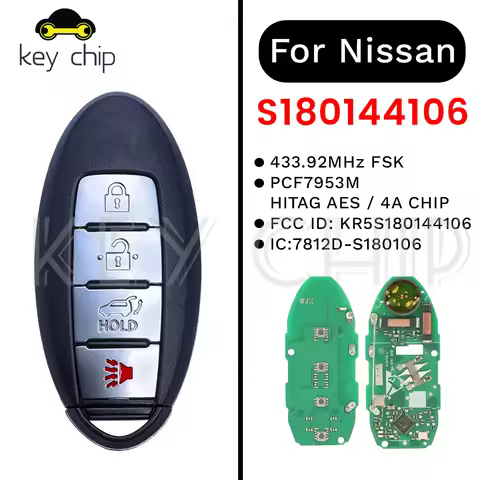 S180144106 KR5S180144106 3+1btn Smart Key For Nissan 7812D-S180106 4A CHIP PCF7953M 433.92MHz FSK 3+