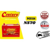 (INSTALLATION PROVIDED)Century Marathoner Max NS70 NS70 90D26 Car Battery Bateri Kereta X70,WIRA,WAJ