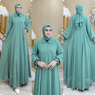 AJE ZAS - Abaya Set Hijab Pashmina Ceruti Material BabyDoll Kode-25 Adult Muslim Women's Dress