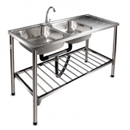 Global House ADVANCED อ่างล้างจานพร้อมขาตั้ง 2 หลุมมีที่พัก 120x50X16 ซม. PNK1200 รับประกันของเเท้!