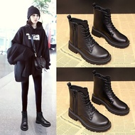 3409 Soft Leather Martin Boots Female British Style Female Boots Thick-Soled Short Boots Heightened 