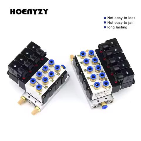 12/24V DC 110/220V AC Multi Option 4V210-08 Pneumatic Solenoid Valve Block With Muffler Fitting Base