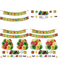Anime Game Super Mary Mario Balloons Cake Topper Banner Party Decor Birthday