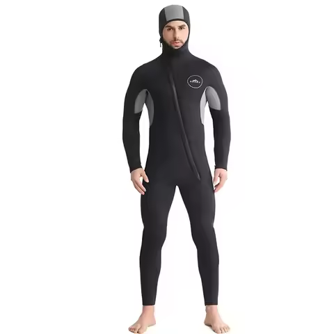 SBART New 5mm 7mm One Piece Diving Suit Men's Hat Thickened Winter Swimming Suit Thermal Diving Suit
