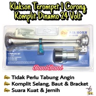 Klakson Terompet 1 Corong Komplit Dinamo Elektrik Mobil 12 Volt & Truk 24 Volt - Klakson Angin Dinam