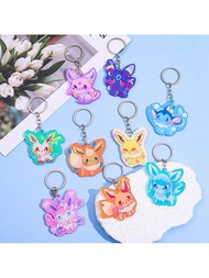 Pokemon Eevee Acrylic Keychain - ตุ๊กตาการ์ตูนน่ารัก, หาลูกกุญแจของคุณได้อย่างรวดเร็ว, อุปกรณ์เสริมอ