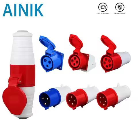 Industrial Plug and Socket 5pin 3core 3P/4P/5P Electrical Connector 16A 32A IP44 Wall Mounted Socket