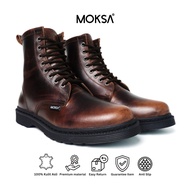 Moksa Regent Crazy Horse High Brown Boots Genuine Leather Shoes