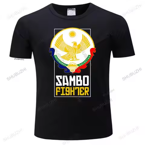 men's summer high quality t shirt Dagestan Sambo Fighter. Proud Dagestan Eagle Man Tee Shirt unisex